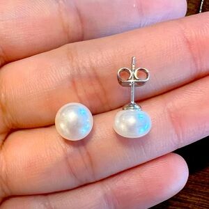 Real Andaman pearl earrings with white gold plated
